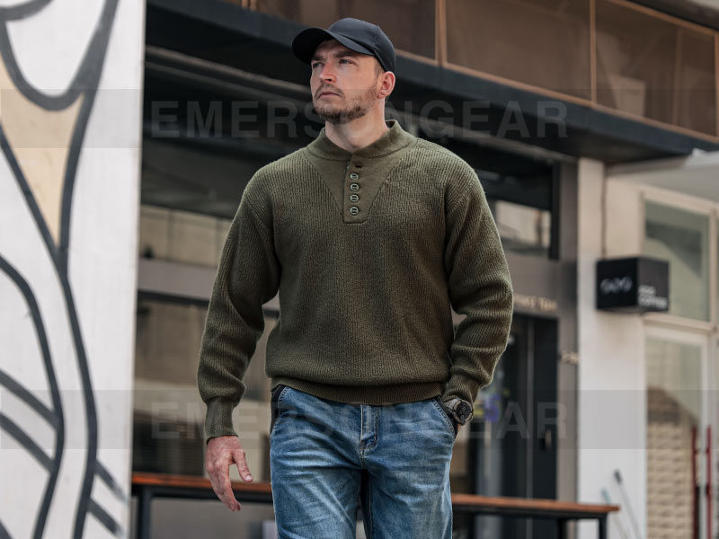 Emersongear suéter de cuello alto de trabajo cálido estilo retro 'Snow Fox'