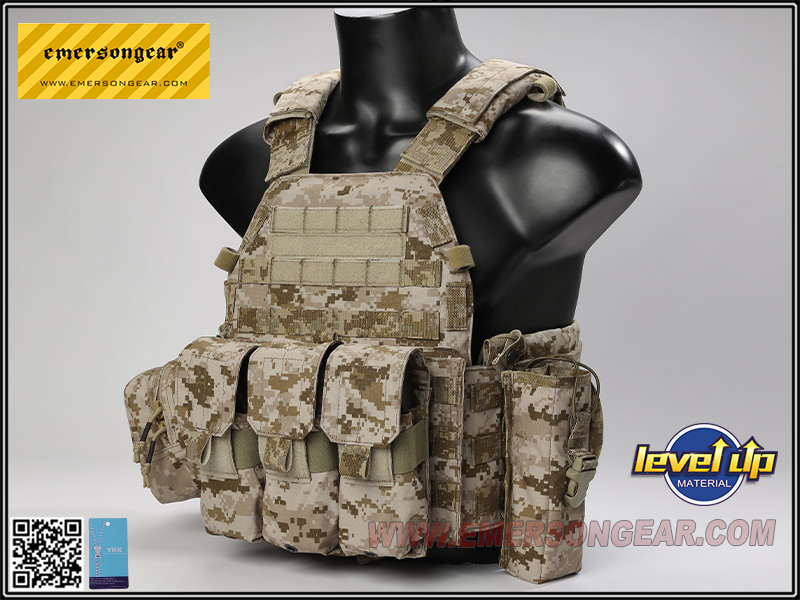 Portaplacas estilo EmersonGear LBT6094A con 3 bolsas