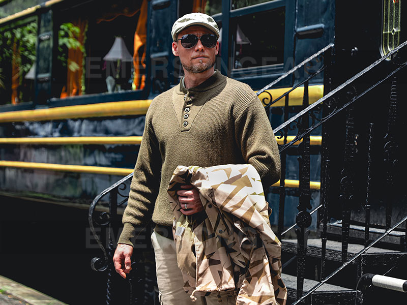 Emersongear suéter de cuello alto de trabajo cálido estilo retro 'Snow Fox'