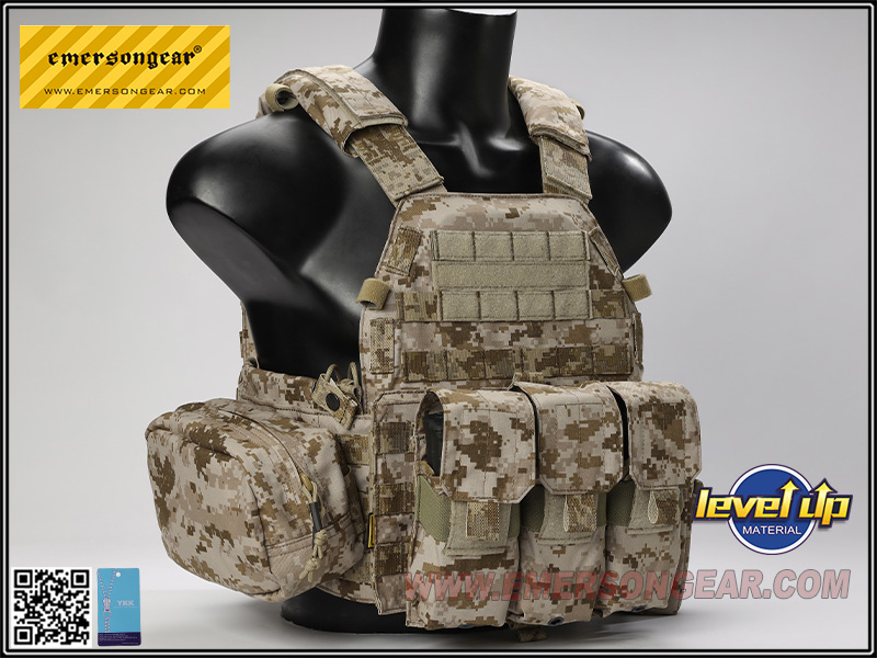 Portaplacas estilo EmersonGear LBT6094A con 3 bolsas