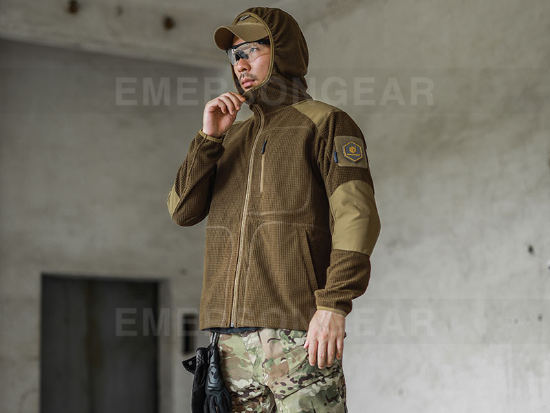 Emersongear chaqueta con capucha táctica para exteriores, forro polar a cuadros de maíz, 'Mastiff'