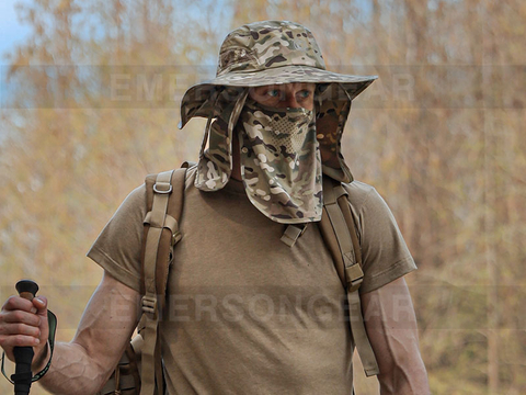Emersongear UV100+ Gorro Boonie con volantes multifuncional desmontable 'Lagarto con volantes'